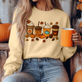 Bikergod Fall Coffee Sweatshirt 2D Sizes S - 5XL - Pumpkin Spice Latte Sweater, Autumn Pullover, Cozy Jumper, Halloween Shirt Gift for Coffee Lover, Spooky Season Tee LN010725SW08
