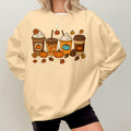 Bikergod Fall Coffee Sweatshirt 2D Sizes S - 5XL - Pumpkin Spice Latte Sweater, Autumn Pullover, Cozy Jumper, Halloween Shirt Gift for Coffee Lover, Spooky Season Tee LN010725SW08