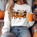 Bikergod Fall Coffee Sweatshirt 2D Sizes S - 5XL - Pumpkin Spice Latte Sweater, Autumn Pullover, Cozy Jumper, Halloween Shirt Gift for Coffee Lover, Spooky Season Tee LN010725SW08
