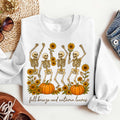 Bikergod Fall Breeze and Autumn Leaves Sweatshirt 2D Sizes S - 5XL - Spooky Fall Sweatshirt, Pumpkin Sweatshirt Gift, Halloween Sweatshirt, Dancing Skeletons Shirt LN020725SW09