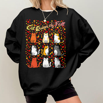 Bikergod Cat Fall Sweatshirt 2D Sizes S - 5XL - Cat Autumn Lover - Autumn Fall Season Sweatshirt - Pet Autumn Sweatshirt - Fall Season Tee LN020725SW10