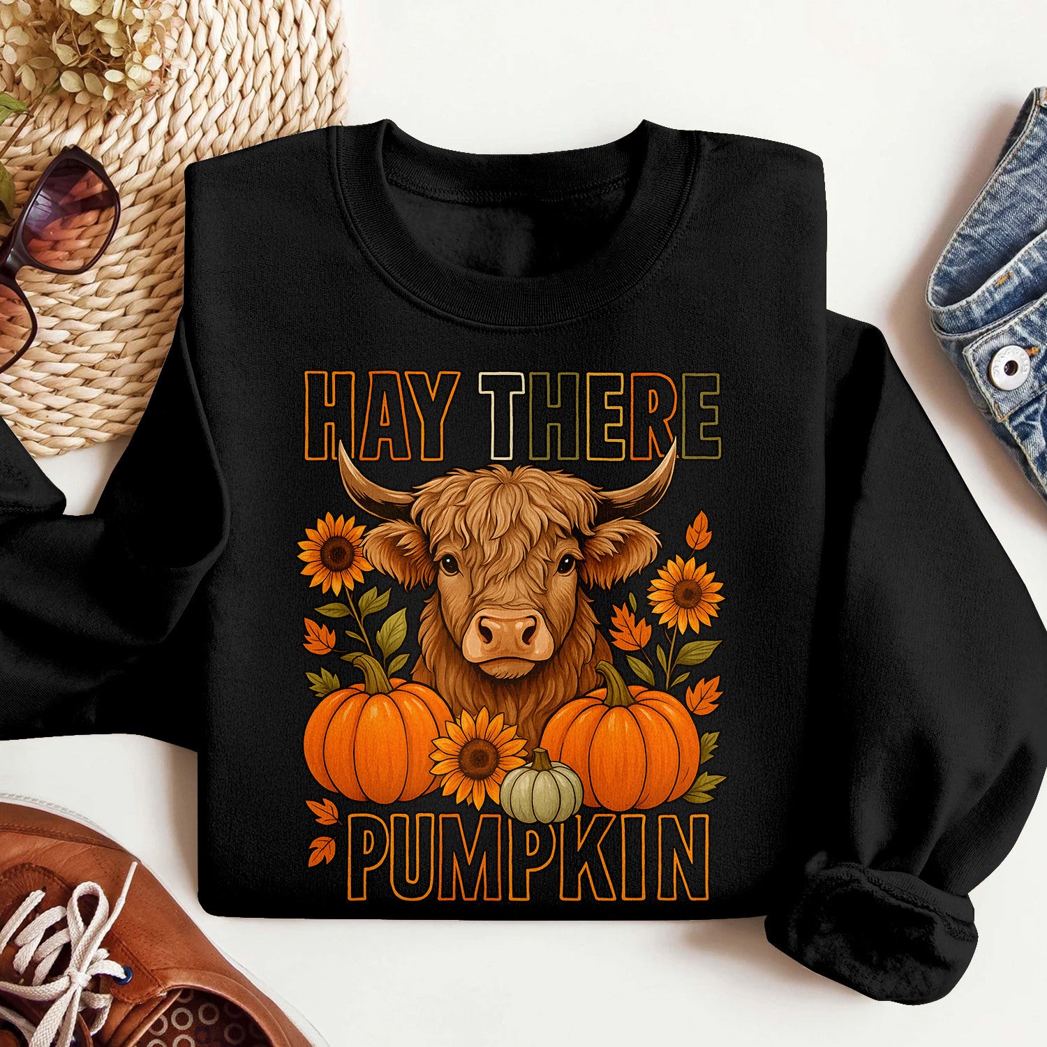 Bikergod Highland Cow Sweatshirt 2D Sizes S - 5XL - Fall Cow Sweatshirt, Farm Animal Autumn Shirt, Holiday Sweatshirt, Crewneck Sweatshirt, Cute Cow Shirt, Cow Gift LN030725SW12