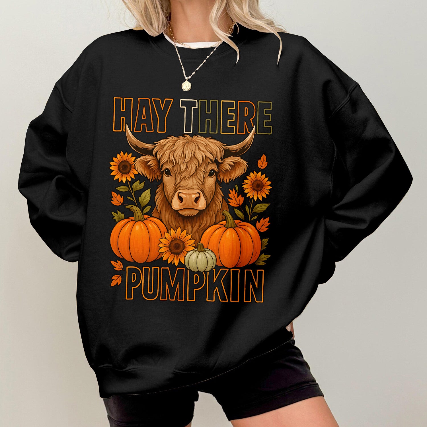 Bikergod Highland Cow Sweatshirt 2D Sizes S - 5XL - Fall Cow Sweatshirt, Farm Animal Autumn Shirt, Holiday Sweatshirt, Crewneck Sweatshirt, Cute Cow Shirt, Cow Gift LN030725SW12