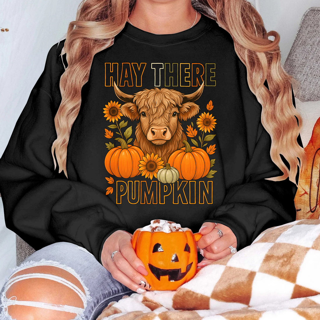 Bikergod Highland Cow Sweatshirt 2D Sizes S - 5XL - Fall Cow Sweatshirt, Farm Animal Autumn Shirt, Holiday Sweatshirt, Crewneck Sweatshirt, Cute Cow Shirt, Cow Gift LN030725SW12