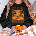 Bikergod Highland Cow Sweatshirt 2D Sizes S - 5XL - Fall Cow Sweatshirt, Farm Animal Autumn Shirt, Holiday Sweatshirt, Crewneck Sweatshirt, Cute Cow Shirt, Cow Gift LN030725SW12
