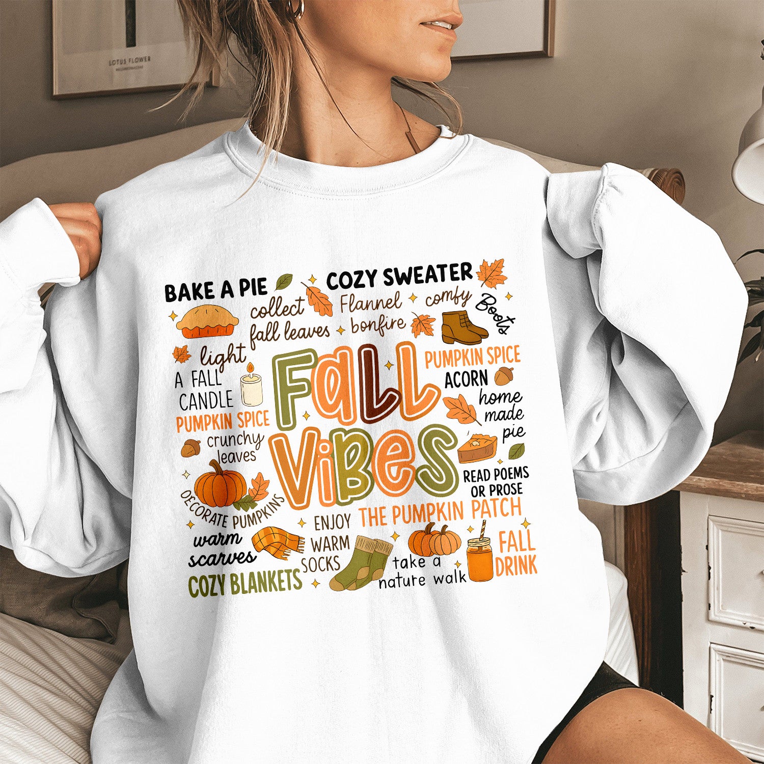 Bikergod Fall Vibes Sweatshirt 2D Sizes S - 5XL - Halloween Sweatshirt, Fall Sweatshirt, Fall Leopard Sweatshirt, Fall Time Sweatshirt, Cute Thanksgiving Sweatshirt LN030725SW13