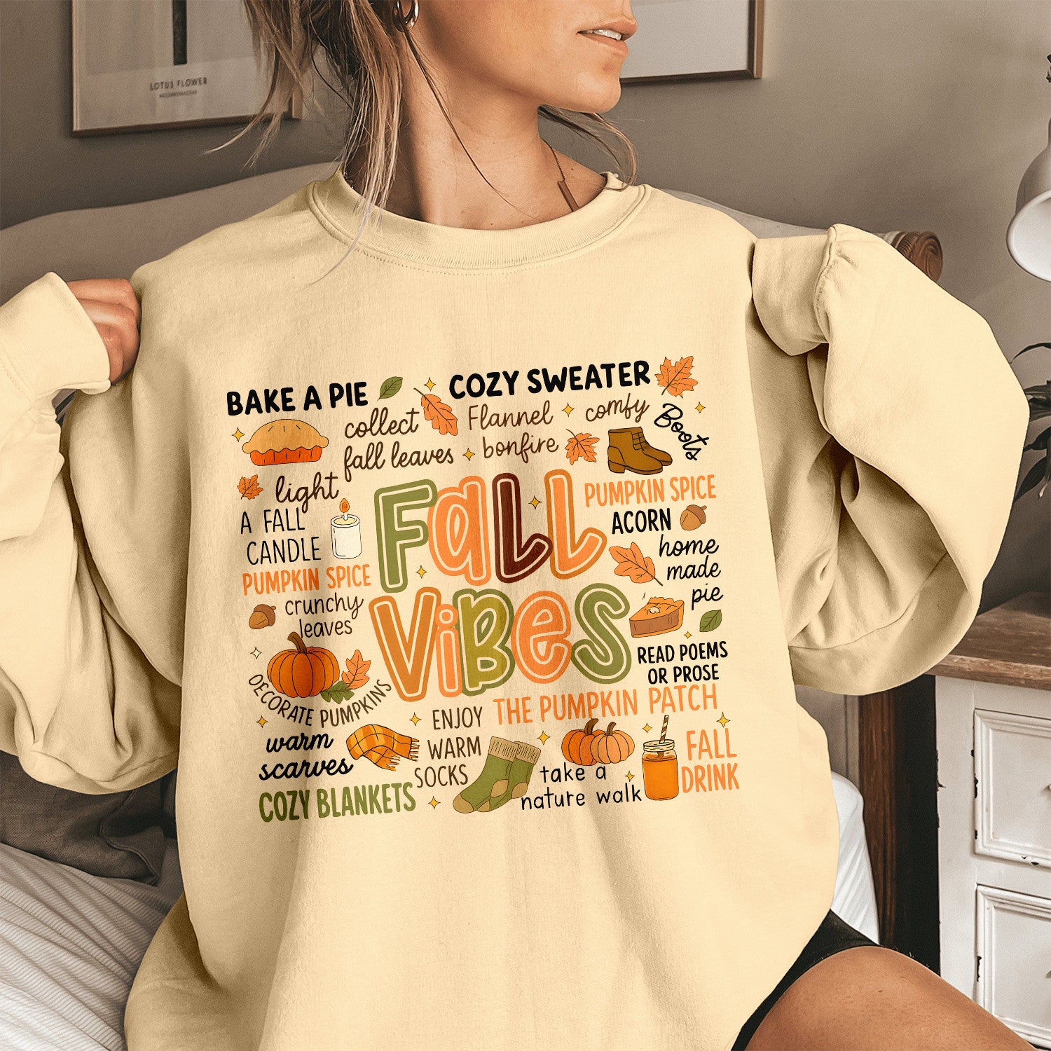 Bikergod Fall Vibes Sweatshirt 2D Sizes S - 5XL - Halloween Sweatshirt, Fall Sweatshirt, Fall Leopard Sweatshirt, Fall Time Sweatshirt, Cute Thanksgiving Sweatshirt LN030725SW13