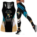 Bikergod Just Born With The Beach Hollow Tanktop Legging Set Design 3D Full Printed Sizes S - 4XL - Gift For Women And Girls - Birthday Gifts - Beach Lovers TLDH03