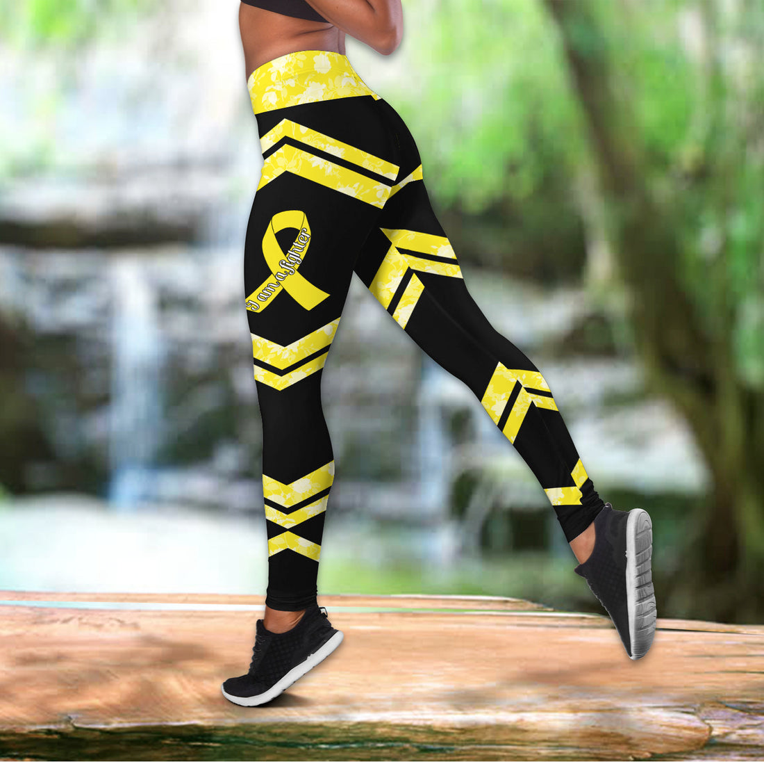 Bikergod Childhood Cancer Hollow Tanktop Legging Set Design 3D Full Printed Sizes S - 4XL - Gift For Childhood Cancer Warrior - Birthday Gifts TLDH04