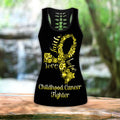 Bikergod Childhood Cancer Hollow Tanktop Legging Set Design 3D Full Printed Sizes S - 4XL - Gift For Childhood Cancer Warrior - Birthday Gifts TLDH04