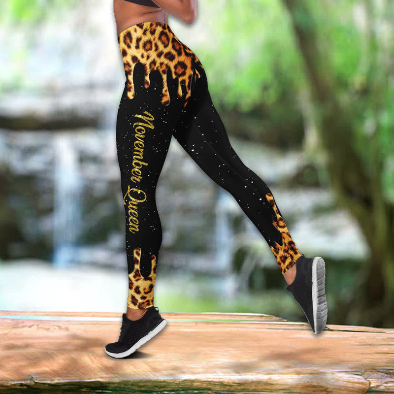 Bikergod Queens Are Born In November Hollow Tanktop Legging Set Design 3D Full Printed Sizes S - 4XL - Gift For November Girls - Birthday Gifts TLDH05