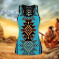 Bikergod Tribal Aztec Pattern 3D Hollow Tank Top and Legging Set – Full Printed – Sizes S-4XL Gift For Women Mom TLDH08