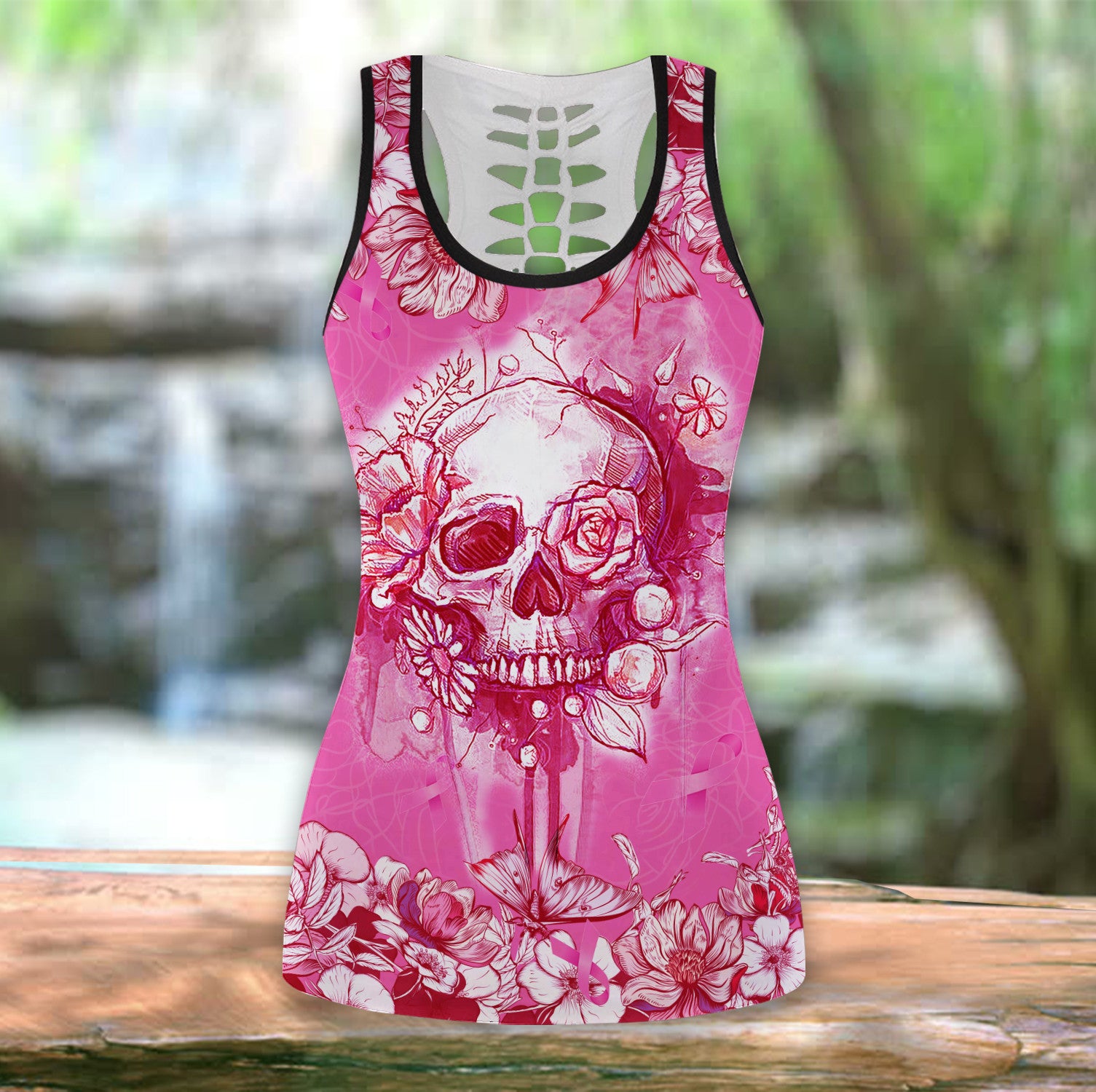 Bikergod Rose Skull Hollow Tank Top & Leggings S-4XL – Gift For Women Mom TLDH10