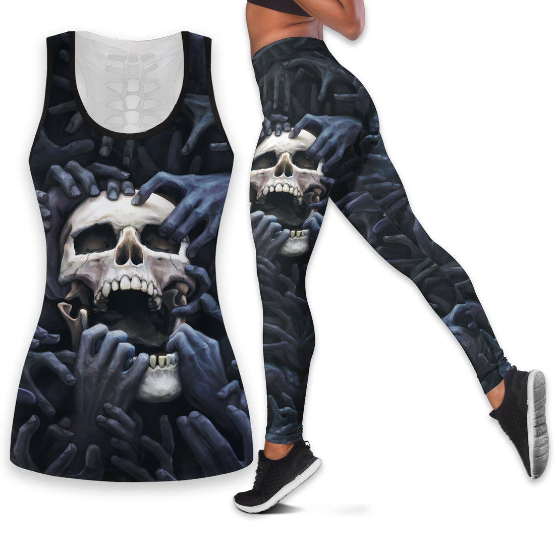 Bikergod Amazing Skull Hollow Tank Top & Leggings S-4XL – Gift For Women Mom TLDH11