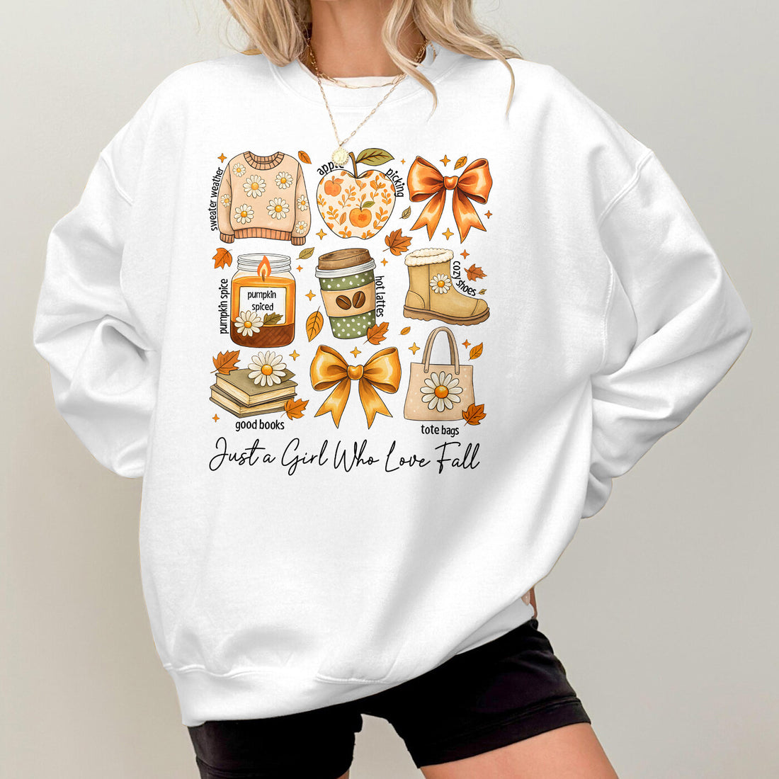 Bikergod Just A Girl Who Loves Fall Sweatshirt 2D Sizes S - 5XL - Fall Sweatshirt, Autumn Sweatshirt, Fall Leopard Sweatshirt, Fall Time Sweatshirt, Spooky Cute Sweatshirt LN040725SW16