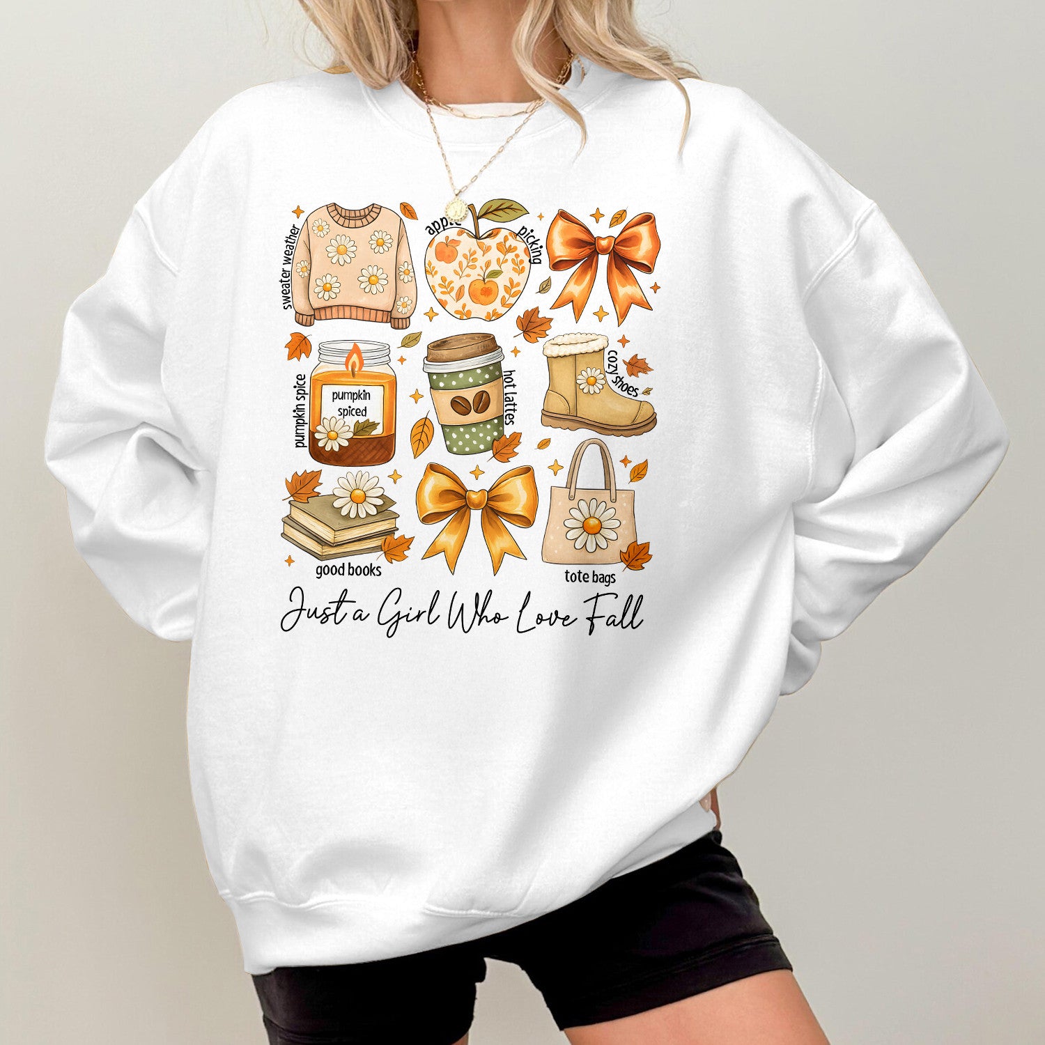 Bikergod Just A Girl Who Loves Fall Sweatshirt 2D Sizes S - 5XL - Fall Sweatshirt, Autumn Sweatshirt, Fall Leopard Sweatshirt, Fall Time Sweatshirt, Spooky Cute Sweatshirt LN040725SW16