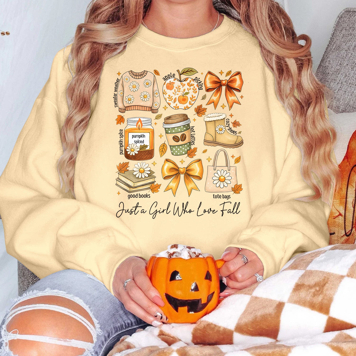 Bikergod Just A Girl Who Loves Fall Sweatshirt 2D Sizes S - 5XL - Fall Sweatshirt, Autumn Sweatshirt, Fall Leopard Sweatshirt, Fall Time Sweatshirt, Spooky Cute Sweatshirt LN040725SW16