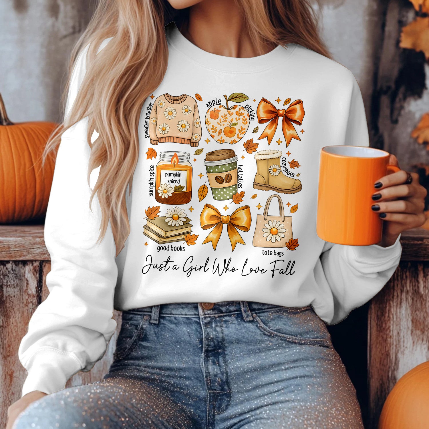 Bikergod Just A Girl Who Loves Fall Sweatshirt 2D Sizes S - 5XL - Fall Sweatshirt, Autumn Sweatshirt, Fall Leopard Sweatshirt, Fall Time Sweatshirt, Spooky Cute Sweatshirt LN040725SW16