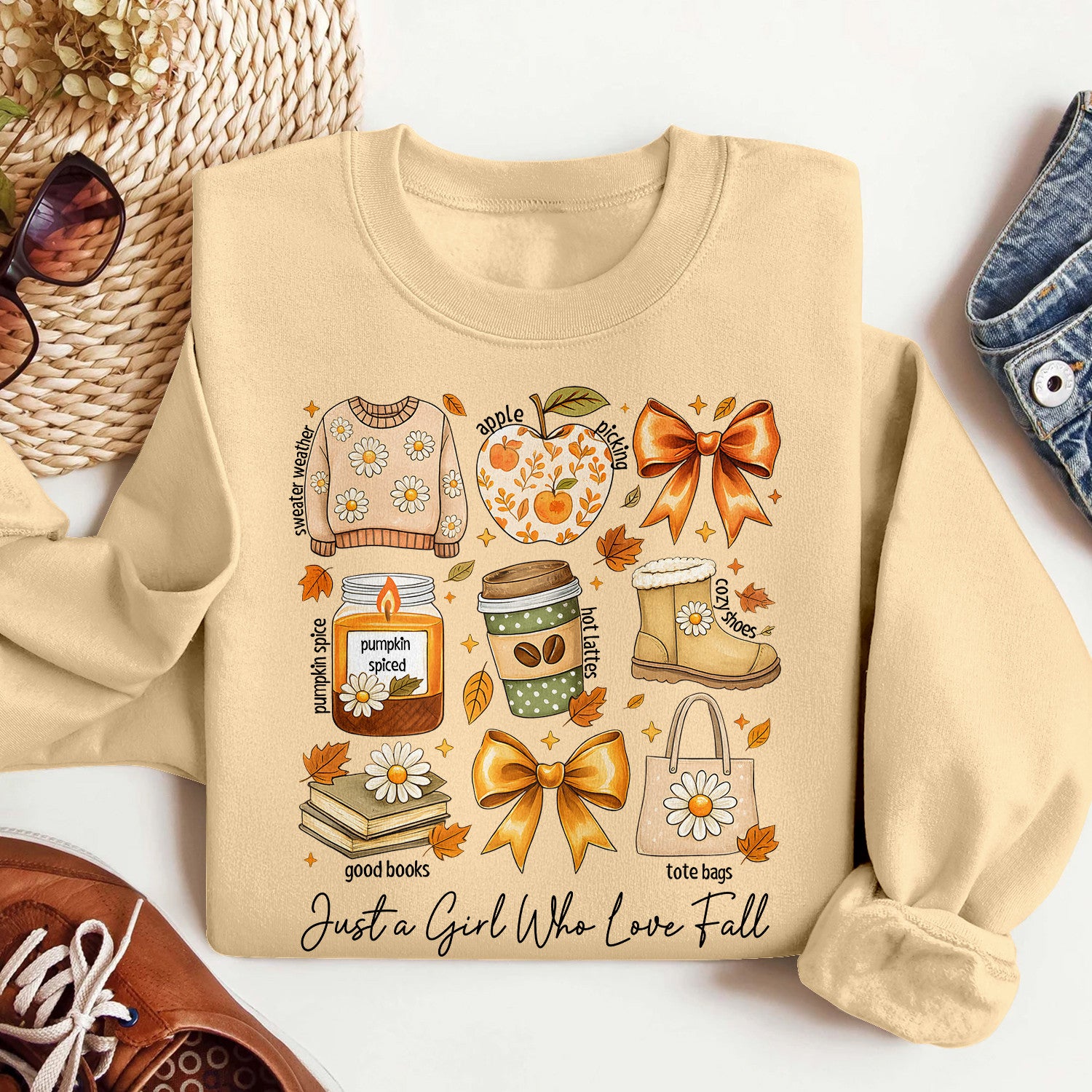 Bikergod Just A Girl Who Loves Fall Sweatshirt 2D Sizes S - 5XL - Fall Sweatshirt, Autumn Sweatshirt, Fall Leopard Sweatshirt, Fall Time Sweatshirt, Spooky Cute Sweatshirt LN040725SW16