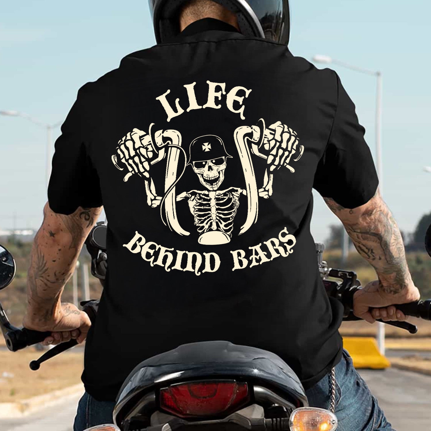 Bikergod Life Behind Bars Design 2D Printed DH042025T89