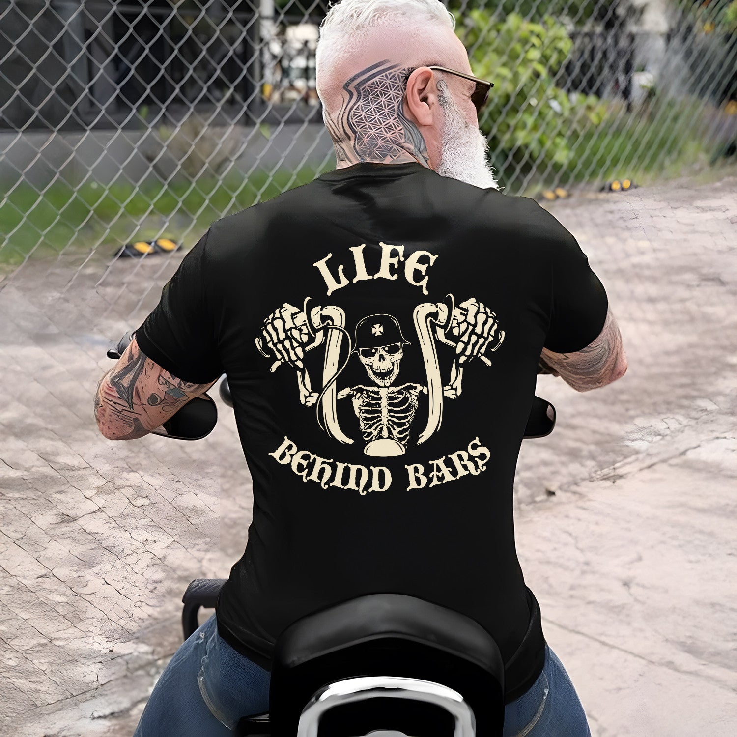 Bikergod Life Behind Bars Design 2D Printed DH042025T89