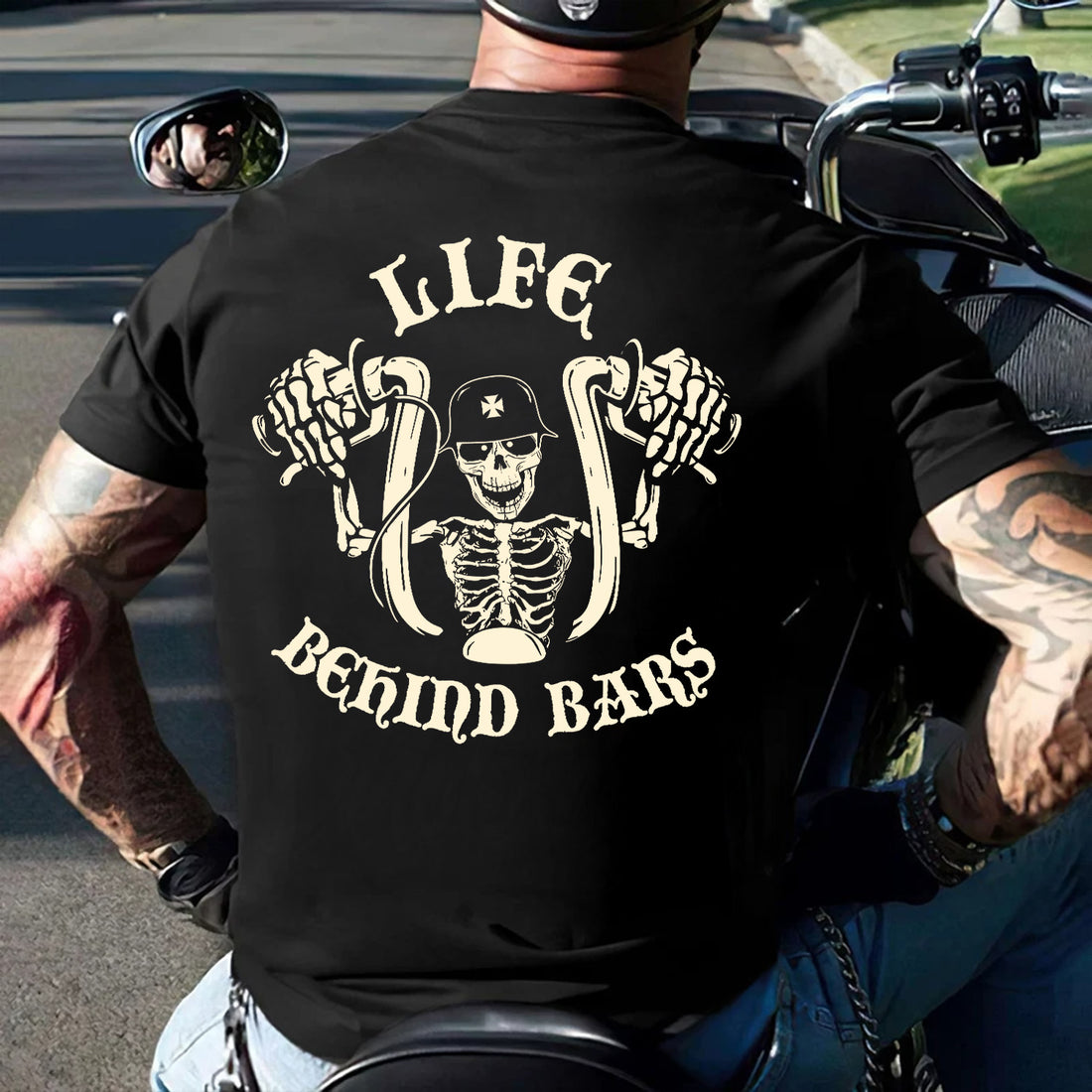 Bikergod Life Behind Bars Design 2D Printed DH042025T89