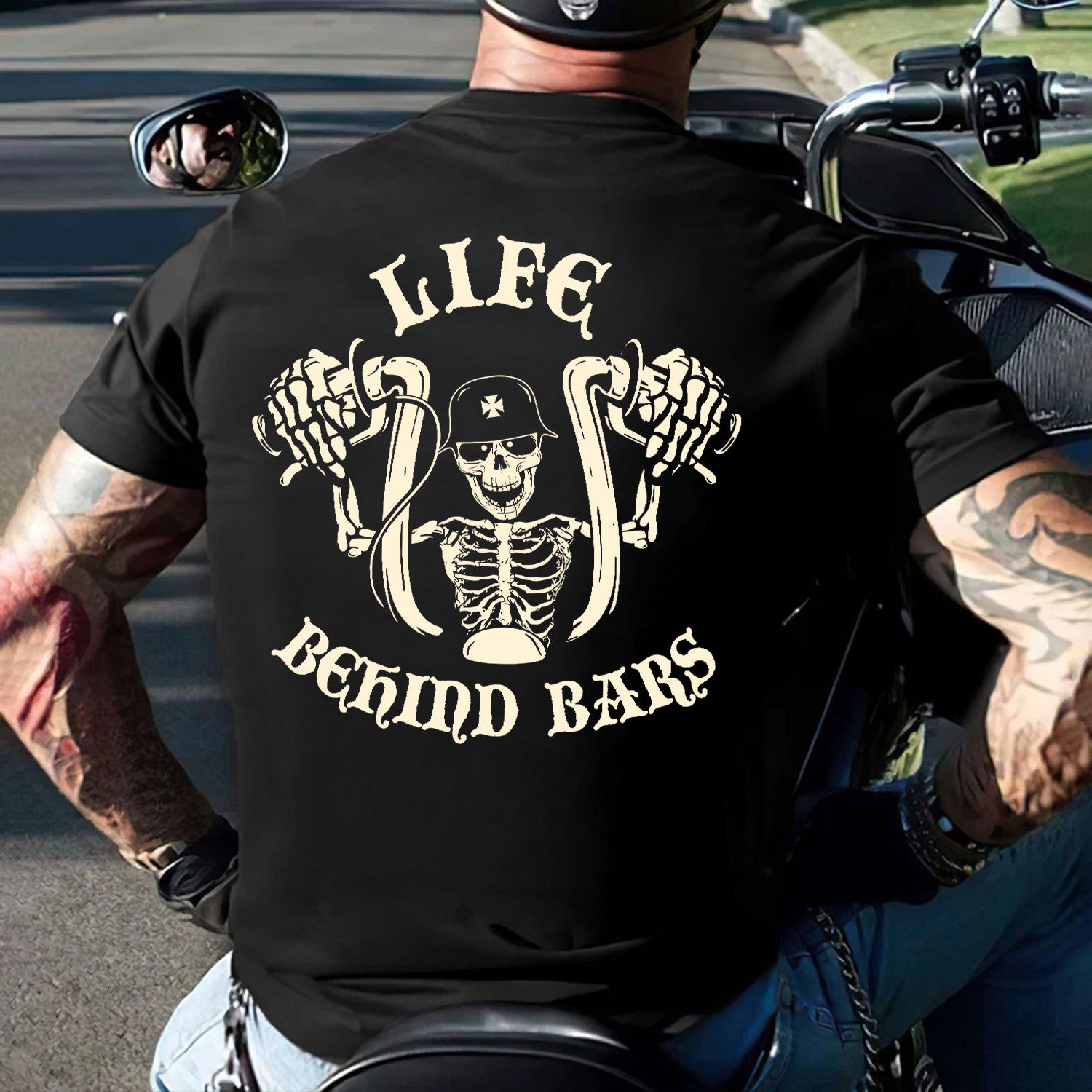 Bikergod Life Behind Bars Design 2D Printed DH042025T89