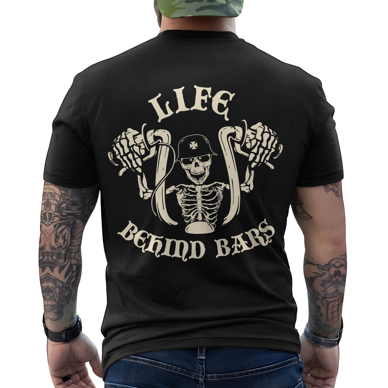 Bikergod Life Behind Bars Design 2D Printed DH042025T89