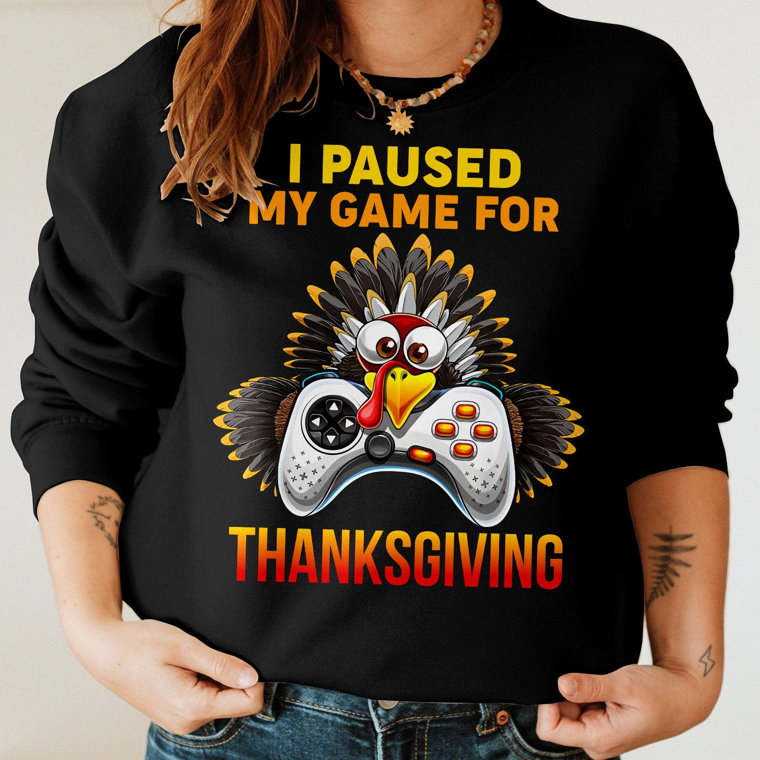 Bikergod I Paused My Game Sweatshirt 2D Sizes S - 5XL - Thanksgiving Festival- Autumn Fall Season Sweatshirt - Autumn Sweatshirt - Halloween Gamer Sweatshirt LN070725SW17