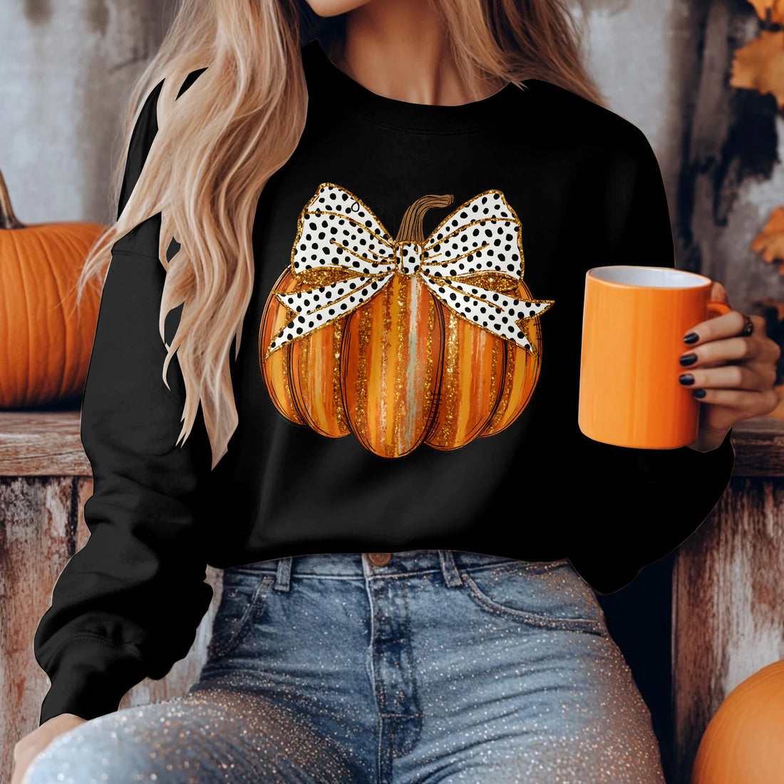 Bikergod Pumpkin With A Bow Design 2D Sizes S - 5XL - DH042025T96