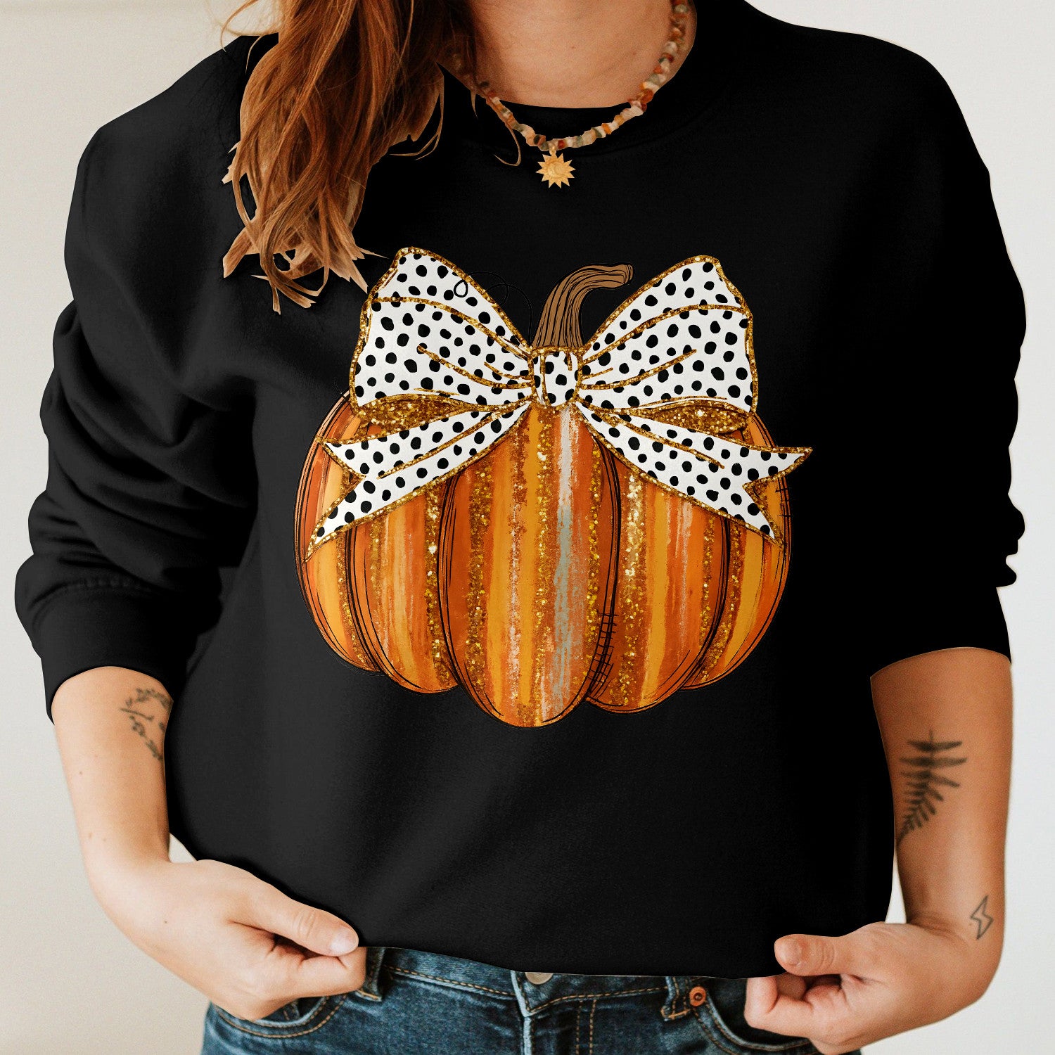 Bikergod Pumpkin With A Bow Design 2D Sizes S - 5XL - DH042025T96