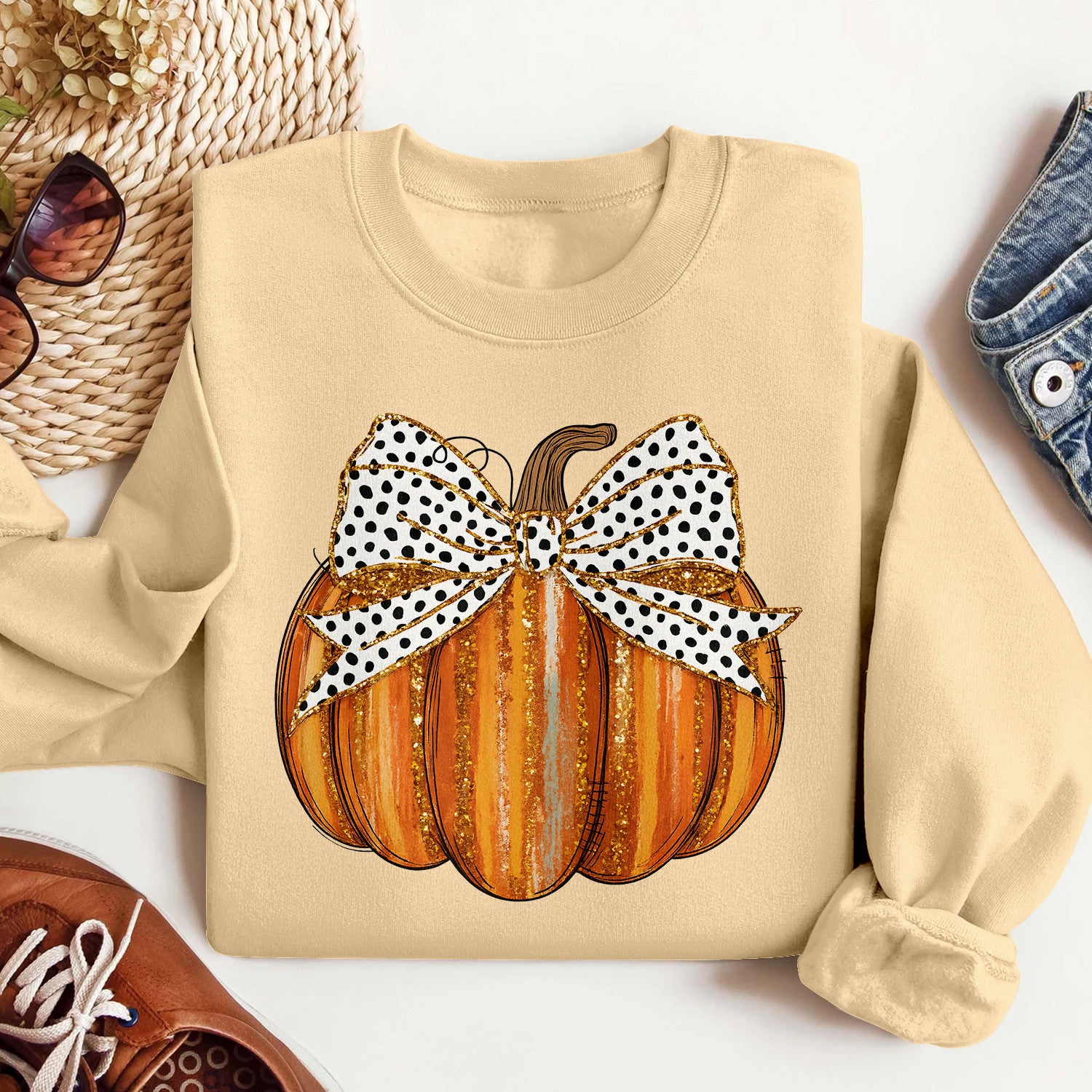 Bikergod Pumpkin With A Bow Design 2D Sizes S - 5XL - DH042025T96