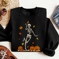 Bikergod Dancing Skeleton With Pumpkins And Fall Leaves Design 2D Sizes S - 5XL - DH042025T97