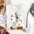 Bikergod Dancing Skeleton With Pumpkins And Fall Leaves Design 2D Sizes S - 5XL - DH042025T97