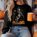 Bikergod Dancing Skeleton With Pumpkins And Fall Leaves Design 2D Sizes S - 5XL - DH042025T97