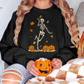 Bikergod Dancing Skeleton With Pumpkins And Fall Leaves Design 2D Sizes S - 5XL - DH042025T97