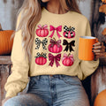 Bikergod Pink Pumpkins With Bows Graphic Sweatshirt 2D Sizes S - 5XL - DH042025T94