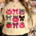 Bikergod Pink Pumpkins With Bows Graphic Sweatshirt 2D Sizes S - 5XL - DH042025T94