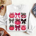 Bikergod Pink Pumpkins With Bows Graphic Sweatshirt 2D Sizes S - 5XL - DH042025T94