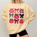 Bikergod Pink Pumpkins With Bows Graphic Sweatshirt 2D Sizes S - 5XL - DH042025T94
