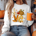 Bikergod Leopard Pumpkin LOVE Fall Graphic Sweatshirt 2D Sizes S - 5XL - DH042025T95