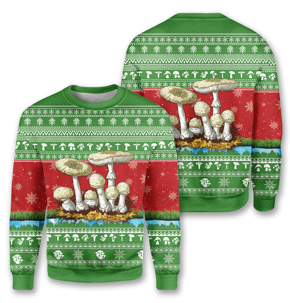 Bikergod Amazing Mushroom Christmas Ugly Sweater Design 3D Full Printed Sizes S - 5XL - Funny Mushroom- Christmas Sweater 3D TLDH43