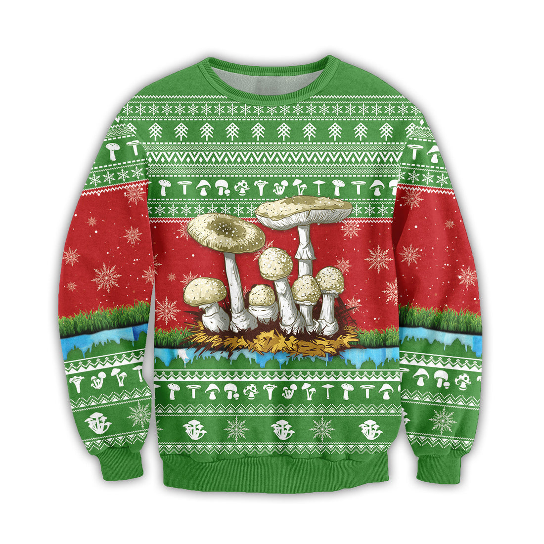Bikergod Amazing Mushroom Christmas Ugly Sweater Design 3D Full Printed Sizes S - 5XL - Funny Mushroom- Christmas Sweater 3D TLDH43