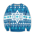 Bikergod Star Of David Christmas Ugly Sweater Design 3D Full Printed Sizes S - 5XL - Jewish Star Ugly Sweater- Christmas Jewish Sweater 3D TLDH46