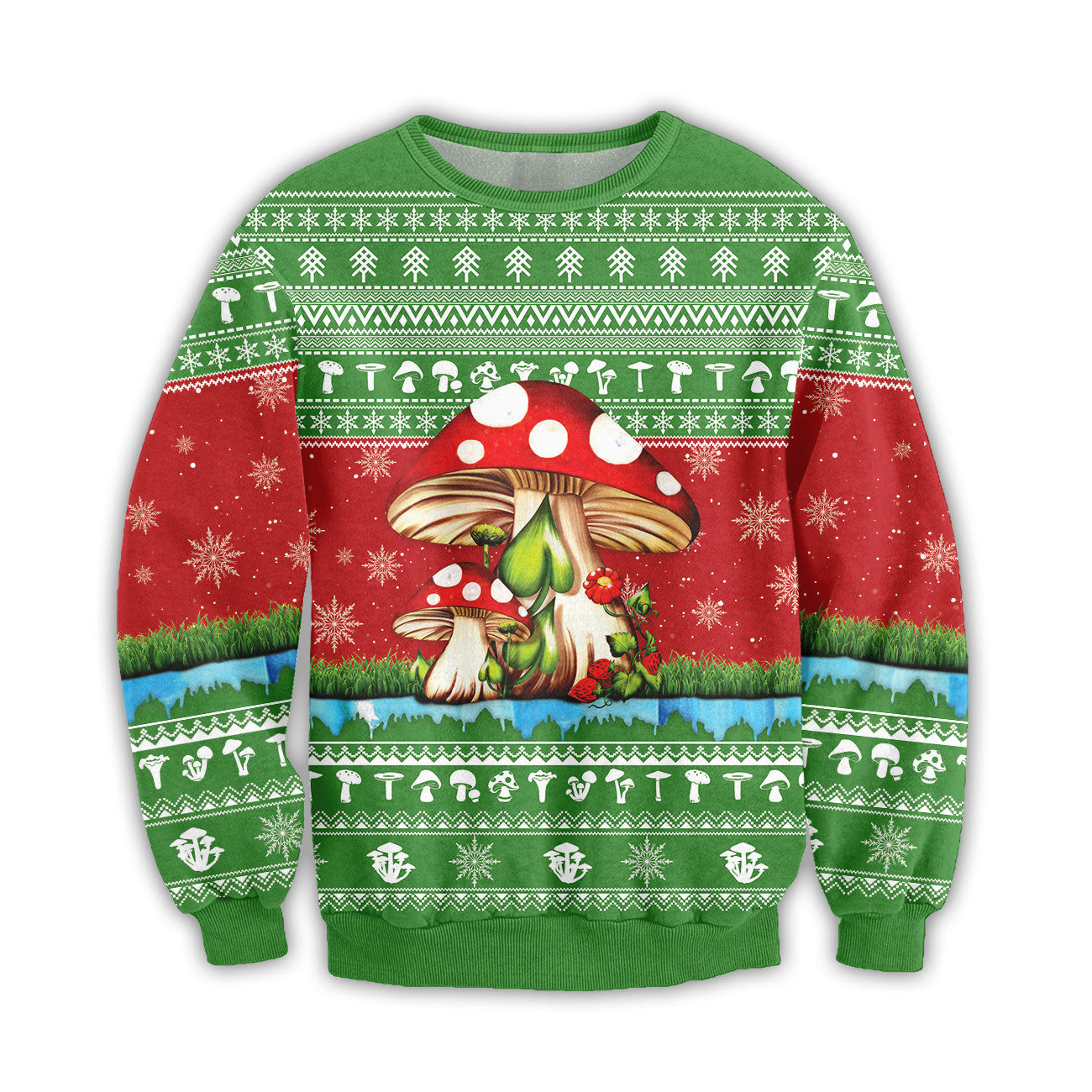 Bikergod Funny Mushroom Christmas Ugly Sweater Design 3D Full Printed Sizes S - 5XL - Funny Mushroom- Christmas Sweater 3D TLDH45