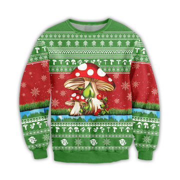 Bikergod Funny Mushroom Christmas Ugly Sweater Design 3D Full Printed Sizes S - 5XL - Funny Mushroom- Christmas Sweater 3D TLDH45