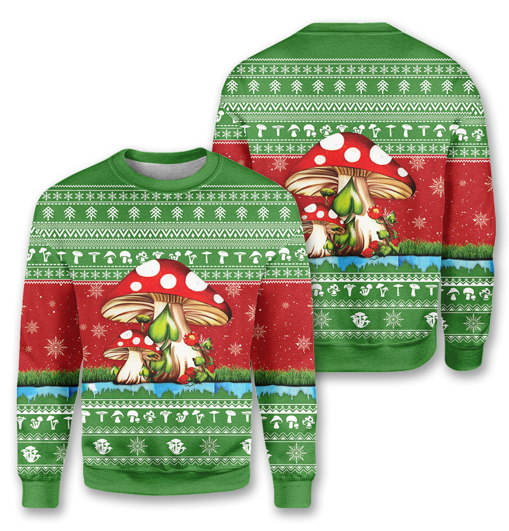Bikergod Funny Mushroom Christmas Ugly Sweater Design 3D Full Printed Sizes S - 5XL - Funny Mushroom- Christmas Sweater 3D TLDH45