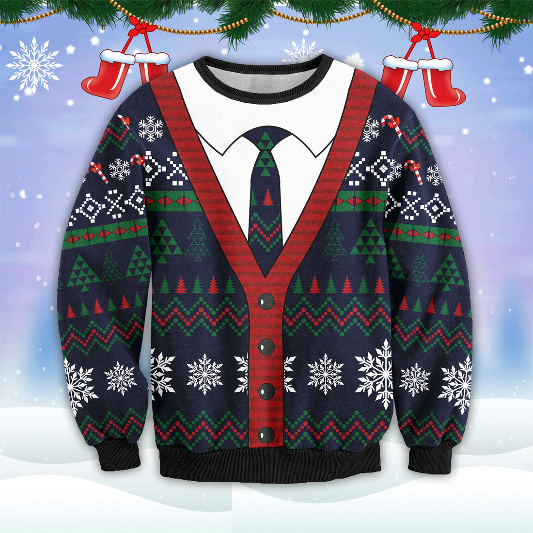 Bikergod Cardigan Outfit Christmas Ugly Sweater Design 3D Full Printed Sizes S - 5XL - Gift For Student- Christmas Sweater 3D TLDH60