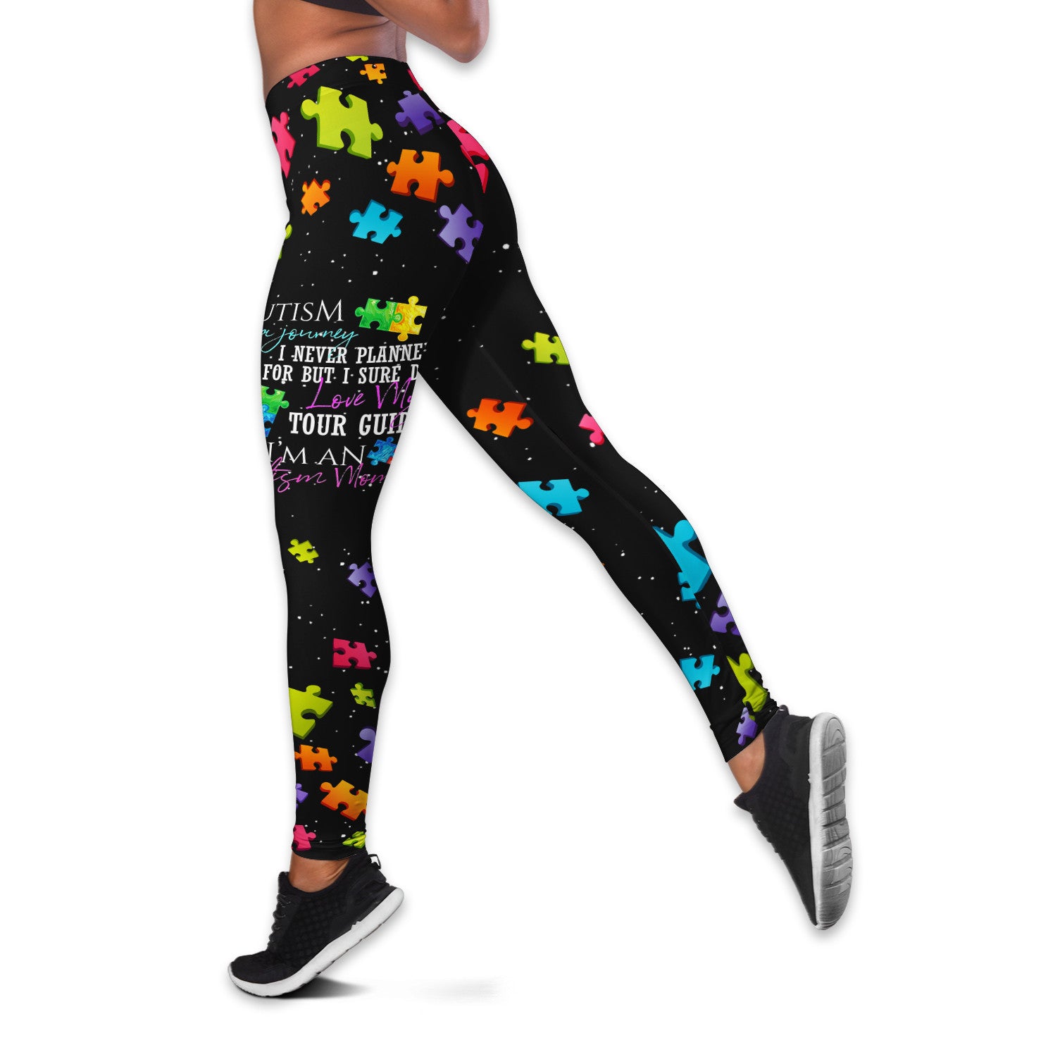 Bikergod I'm Proud To Be Autism Mom Hollow Tanktop Legging Set Design 3D Full Printed TLDH16