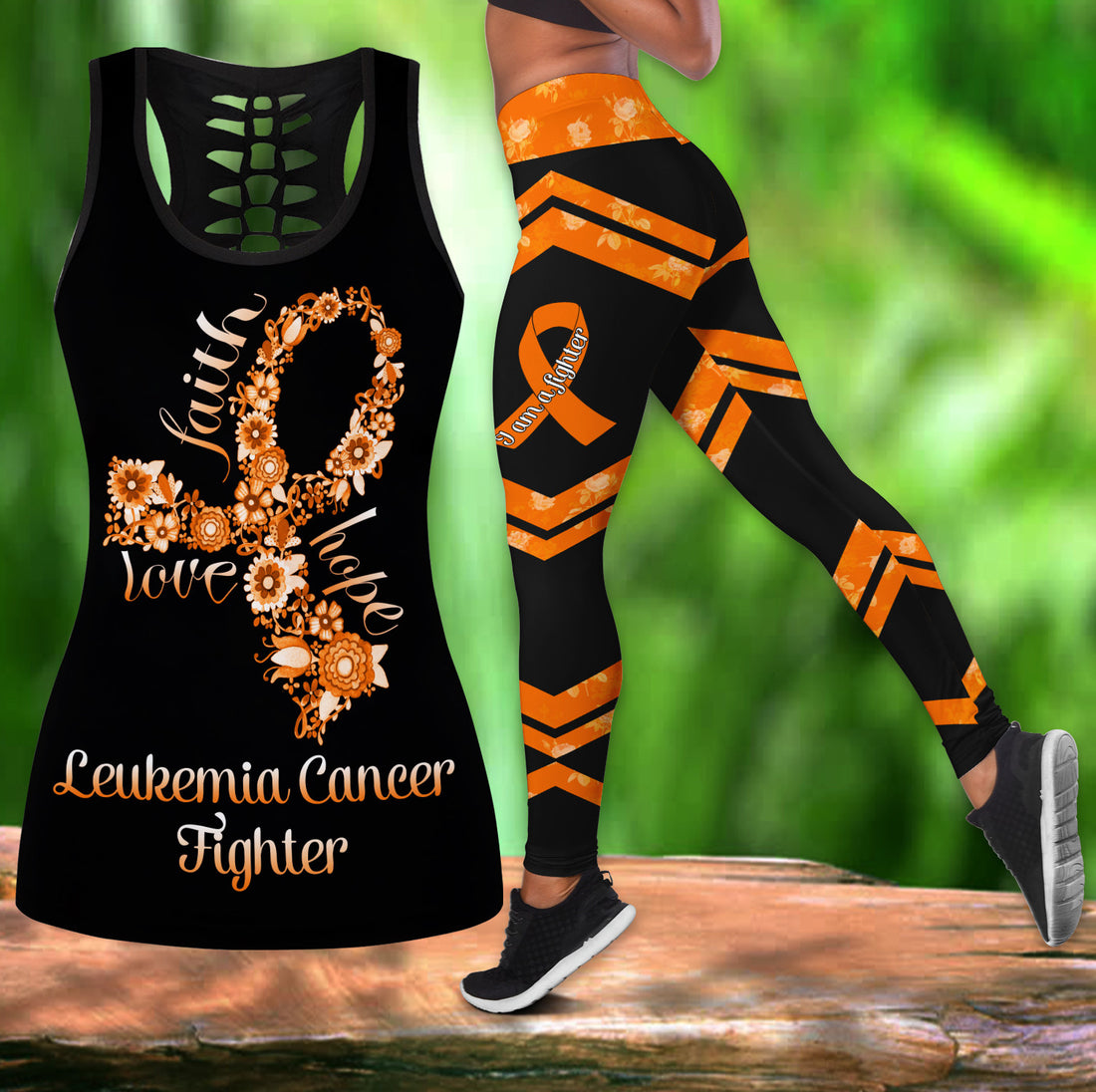 Bikergod Leukemia Cancer Legging Hollow Tanktop Legging Set Design 3D Full Printed TLDH17